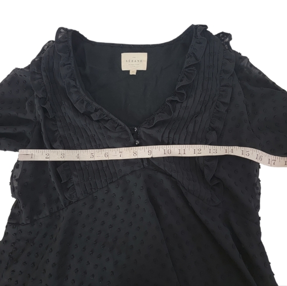 Sezane Mirta Blouse Black Ruffle Buttons Size 36 US 4 - Picture 5 of 9